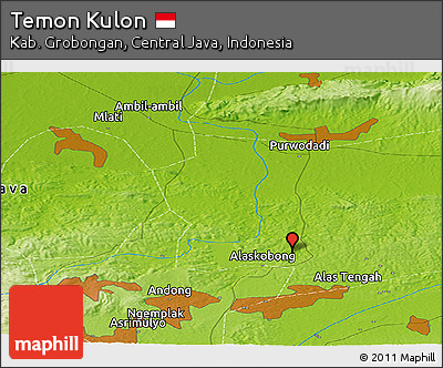 Physical Panoramic Map of Temon Kulon