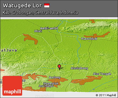 Physical Panoramic Map of Watugede Lor
