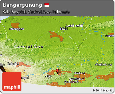 Physical Panoramic Map of Bangergunung