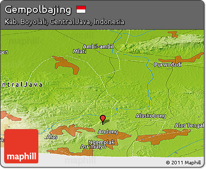 Physical Panoramic Map of Gempolbajing