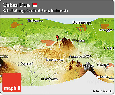 Physical Panoramic Map of Getas Dua