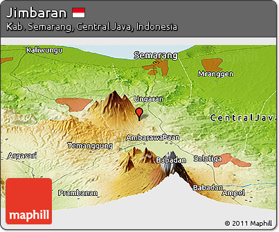 Physical Panoramic Map of Jimbaran