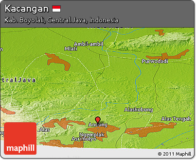 Physical Panoramic Map of Kacangan