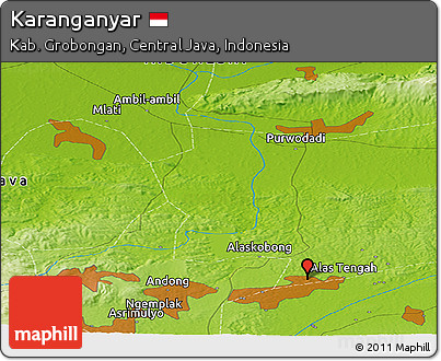 Physical Panoramic Map of Karanganyar