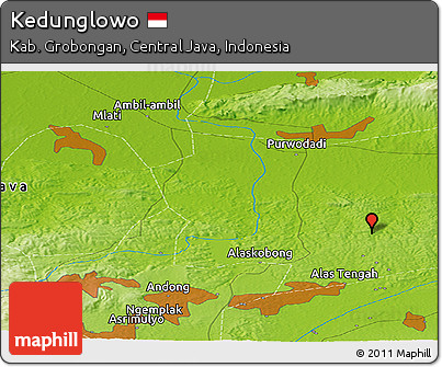 Physical Panoramic Map of Kedunglowo