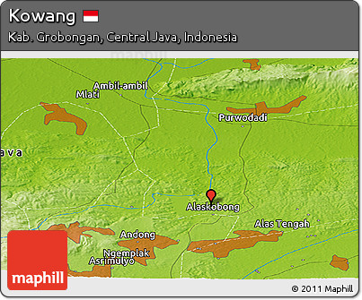 Physical Panoramic Map of Kowang