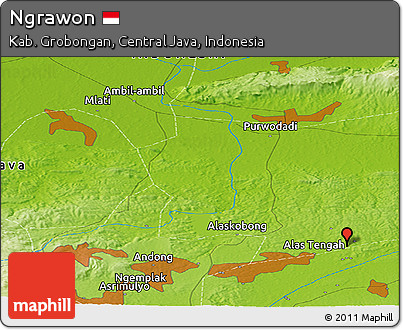 Physical Panoramic Map of Ngrawon