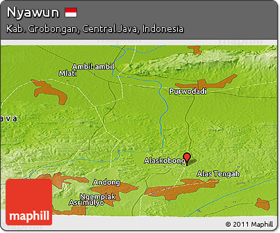 Physical Panoramic Map of Nyawun