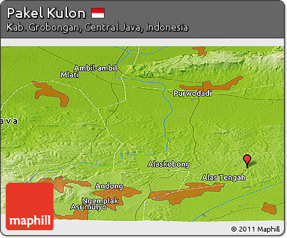 Physical Panoramic Map of Pakel Kulon