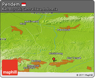 Physical Panoramic Map of Pendem