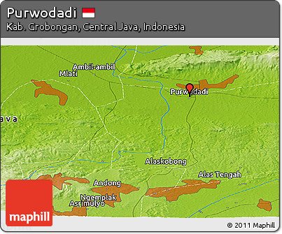 Physical Panoramic Map of Purwodadi