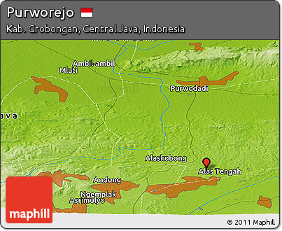 Physical Panoramic Map of Purworejo