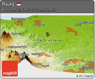 Physical Panoramic Map of Rajeg