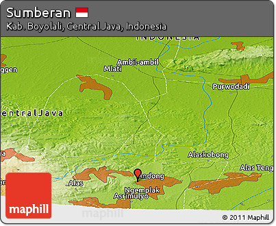 Physical Panoramic Map of Sumberan