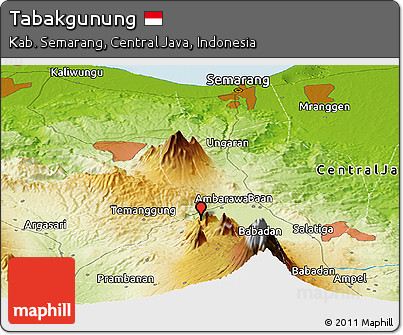Physical Panoramic Map of Tabakgunung