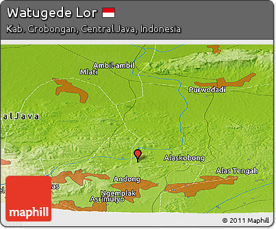 Physical Panoramic Map of Watugede Lor