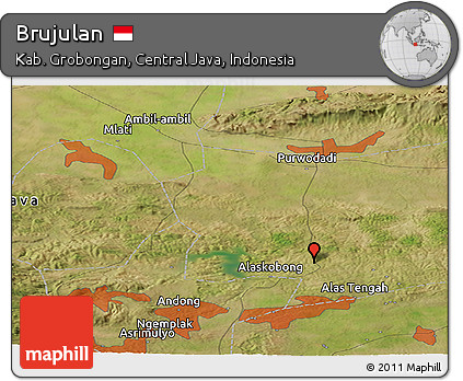 Satellite Panoramic Map of Brujulan
