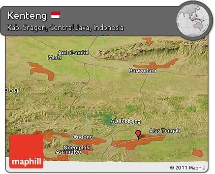 Satellite Panoramic Map of Kenteng