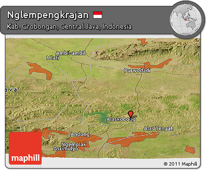 Satellite Panoramic Map of Nglempengkrajan