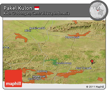 Satellite Panoramic Map of Pakel Kulon