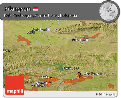 Satellite Panoramic Map of Pilangsari