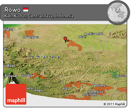 Satellite Panoramic Map of Rowo