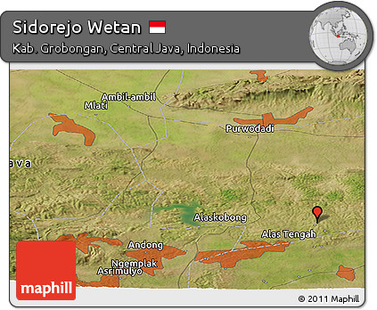 Satellite Panoramic Map of Sidorejo Wetan