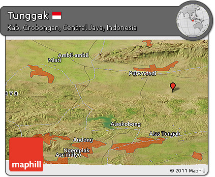 Satellite Panoramic Map of Tunggak