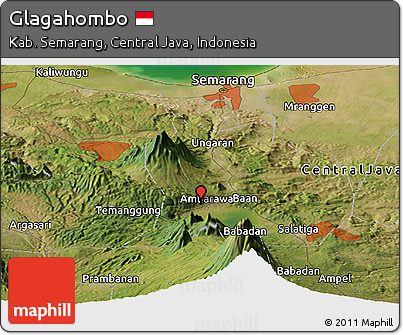 Satellite Panoramic Map of Glagahombo