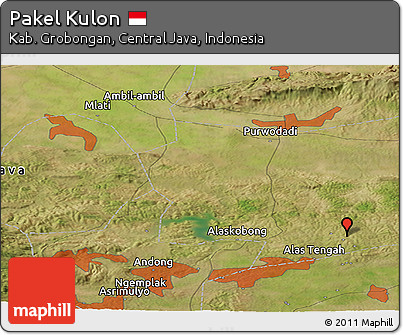 Satellite Panoramic Map of Pakel Kulon