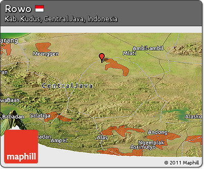 Satellite Panoramic Map of Rowo