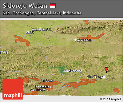 Satellite Panoramic Map of Sidorejo Wetan