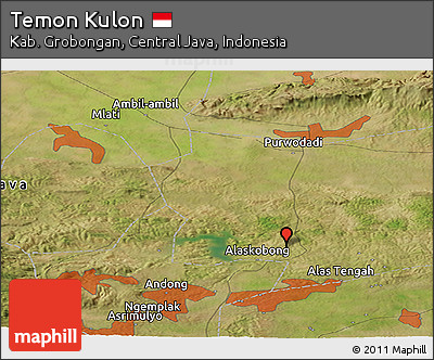 Satellite Panoramic Map of Temon Kulon