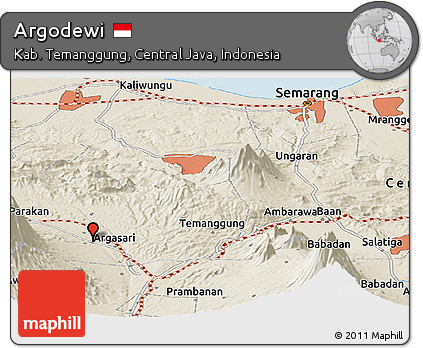 Shaded Relief Panoramic Map of Argodewi