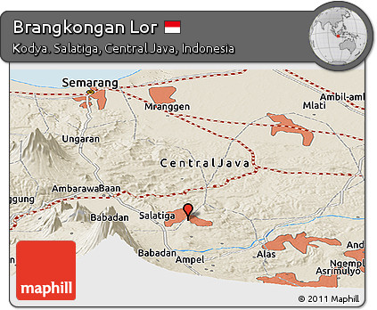 Shaded Relief Panoramic Map of Brangkongan Lor