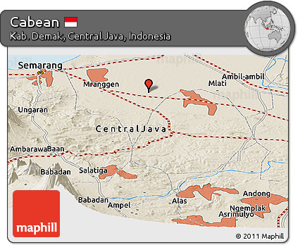 Shaded Relief Panoramic Map of Cabean