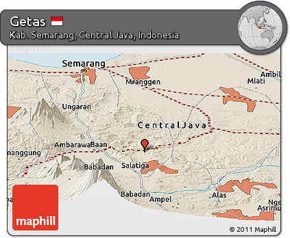 Shaded Relief Panoramic Map of Getas