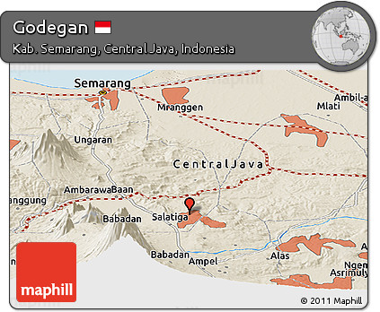 Shaded Relief Panoramic Map of Godegan