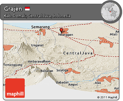 Shaded Relief Panoramic Map of Grajen