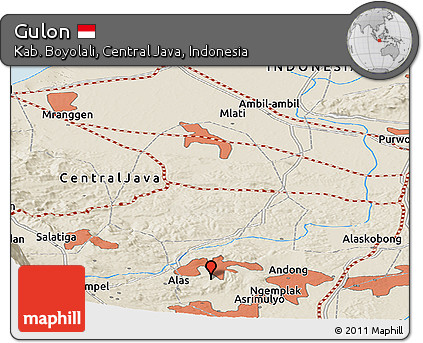 Shaded Relief Panoramic Map of Gulon