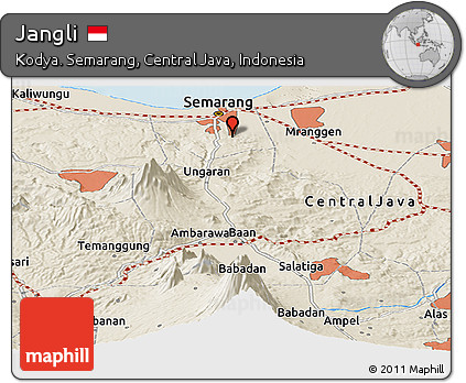 Shaded Relief Panoramic Map of Jangli