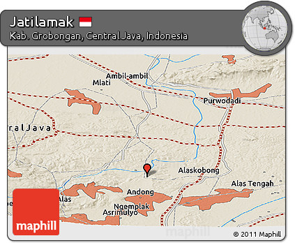 Shaded Relief Panoramic Map of Jatilamak