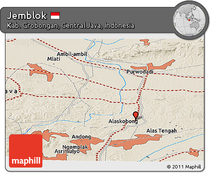 Shaded Relief Panoramic Map of Jemblok