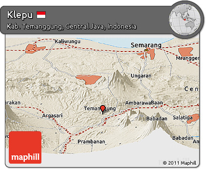 Shaded Relief Panoramic Map of Klepu