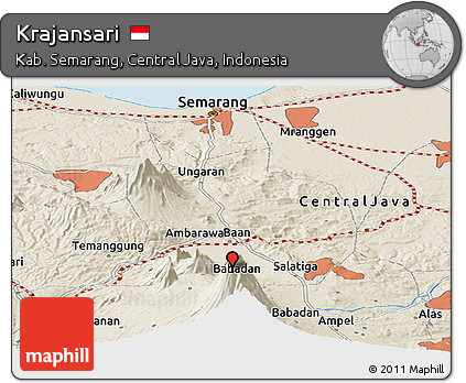 Shaded Relief Panoramic Map of Krajansari