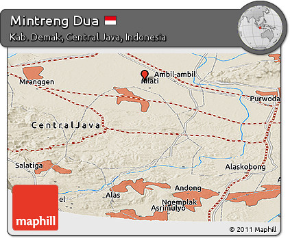 Shaded Relief Panoramic Map of Mintreng Dua