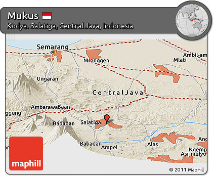 Shaded Relief Panoramic Map of Mukus