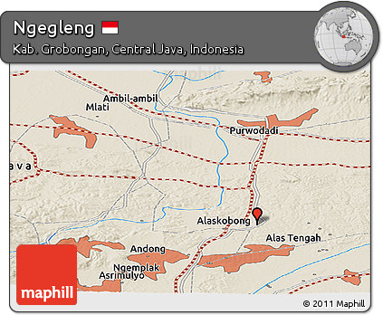 Shaded Relief Panoramic Map of Ngegleng