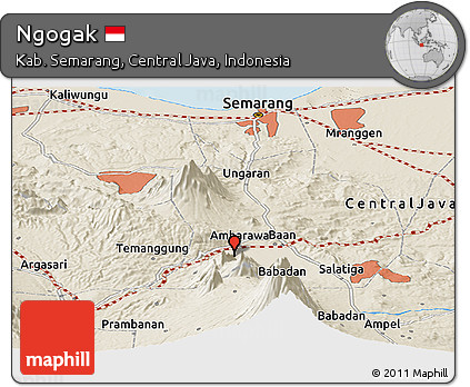 Shaded Relief Panoramic Map of Ngogak