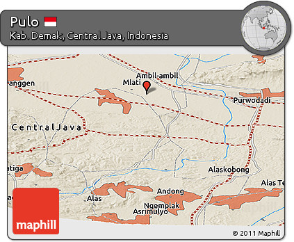 Shaded Relief Panoramic Map of Pulo